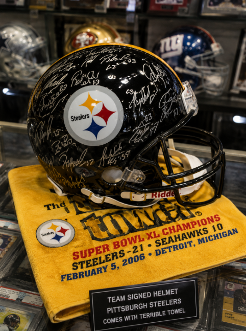 Autographed Steelers Helmet Display